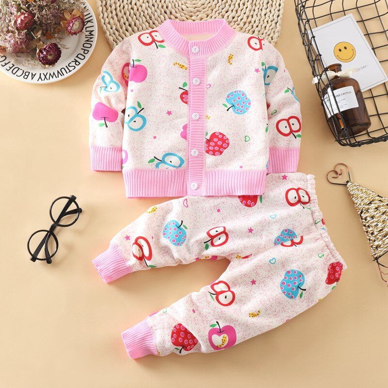 Baby Clothes Sets Boys Girls Cotton Outfit Knit Clothing Suit Kids Girls Knitted Jacket+Pants 2Pcs