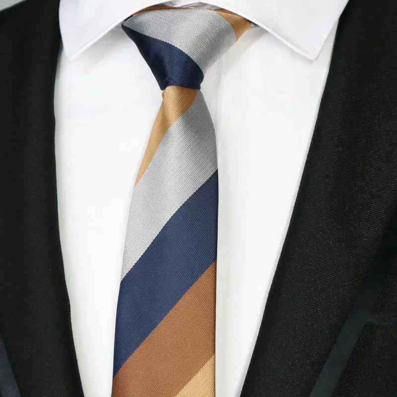New Slim Narrow Skinny 6CM Mens Necktie Neck Ties For Man Plaids Polka Dot Striped Jacquard Cravat Business Party Corbatas