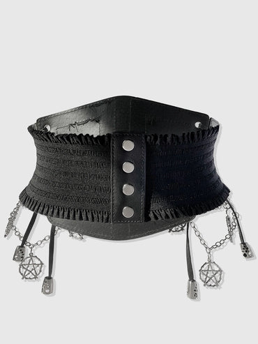 HERSHINE Women's Black Fashion Star Chain Elastic Wide Waist Belt, Y2K Gothic Punk Harajuku Rock Hip Hop Accessory,spring,summer
