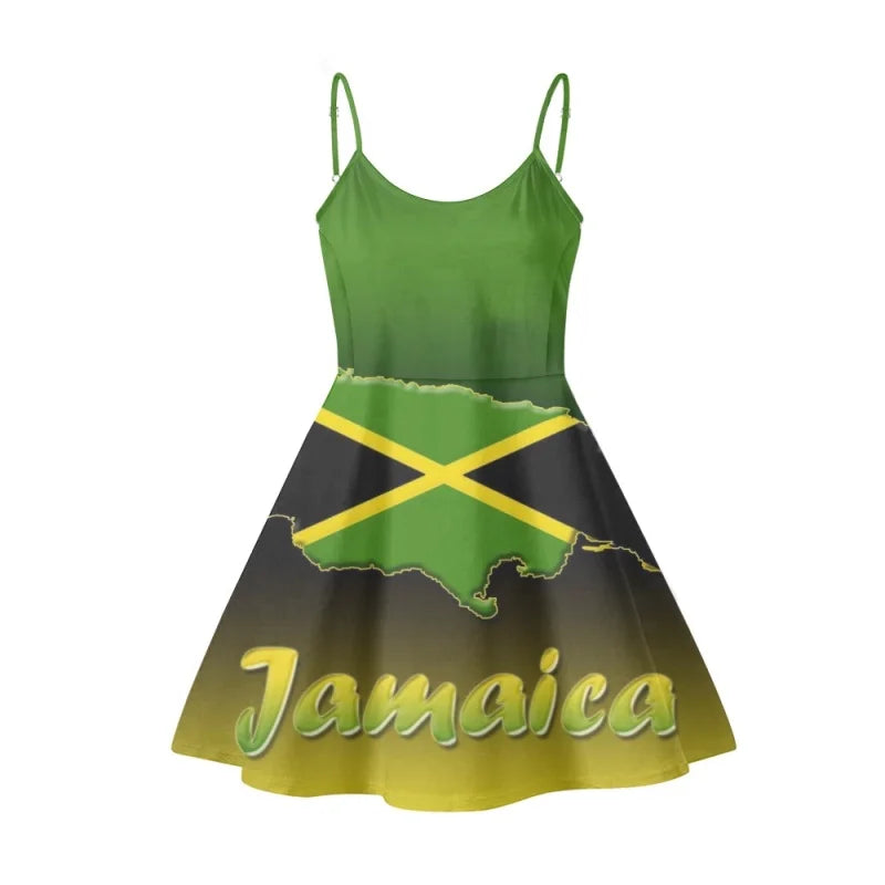 Summer Sleeveless Maxi Dress Jamaica Flag Design Women Elegant Vestidos Feminino Outfits One Piece Lady Sundress Print on Demand