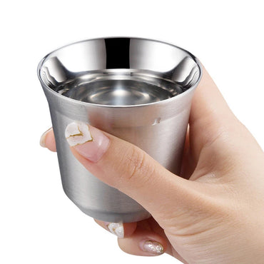 304 Stainless Steel Double-layer Coffee Cup Insulated Tea Cup Beer Cup Painted Espresso Cup Outdoor Portable Capsule Coffee Cup