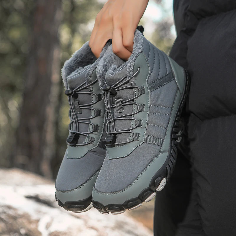 Winter Men Women Boots Leather Waterproof Anti-slip Wear-resistant Casual Outdoor Climbing Sneakers Warm Slip On Ankle Shoes