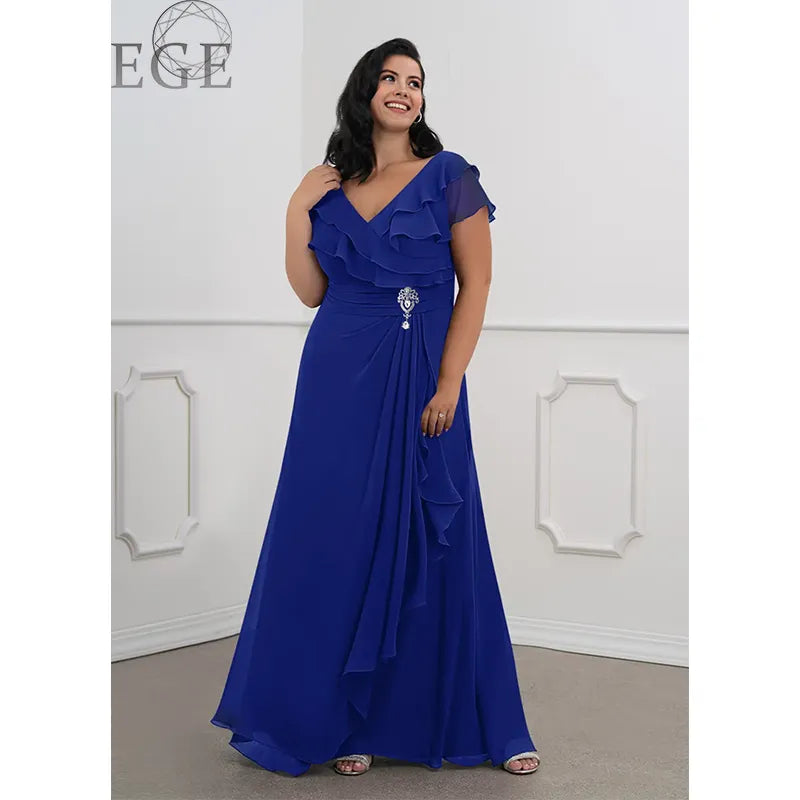 2023 Plus Size Spring Summer Ruffle V Neck Chiffon Luxury Dress 4XL5XL –  Mega Mart Center