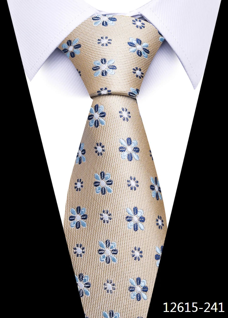 Newest Style 8 cm Necktie Man Blue Golden Striped Wedding Accessories Performance Tie Men Necktie Gravatas Fit Business