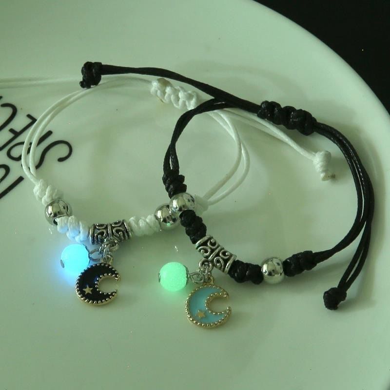 2023 Luminous Cat Star Moon Bracelet Couple Charm Handmade Adjustable Rope