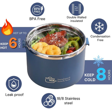 304 Stainless Steel Lunch Box 2 Layer Double Wall Thermal Food Jar, Insulated Bento Box Leakproof Lunch Container with lunch Bag