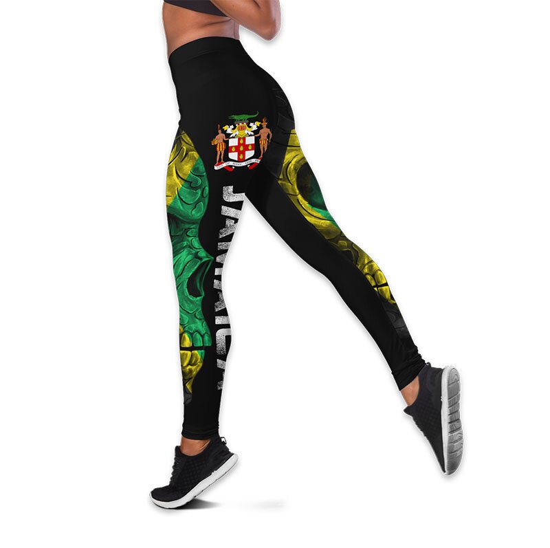 Women's Fashion Summer 3D Jamaica Combo Outfit Print Sleeveless Tank Top and Leggings