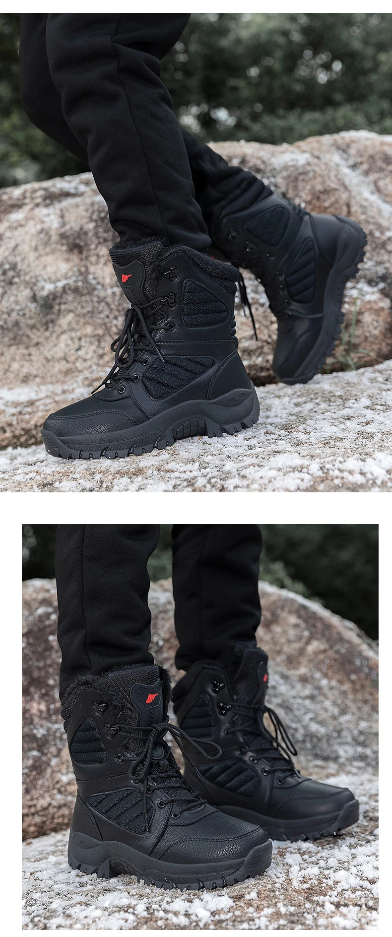Winter Boot Men's High-top Waterproof Ankle Boots Men Thick Plus Warm Large Size Snow Hiking Boots Outdoor Cotton Shoes Sneakers