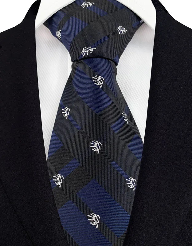 Luxury Men's Necktie 8cm Navy Blue Color Tie Jacquard Neck Ties for Man Business Wedding Party Gift