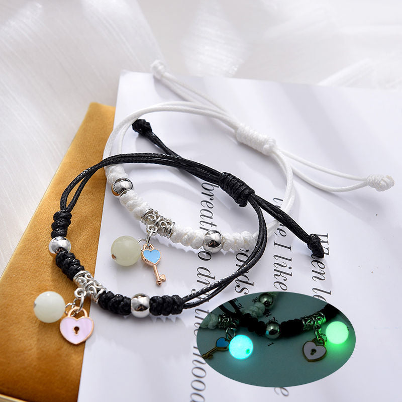 2023 Luminous Cat Star Moon Bracelet Couple Charm Handmade Adjustable Rope