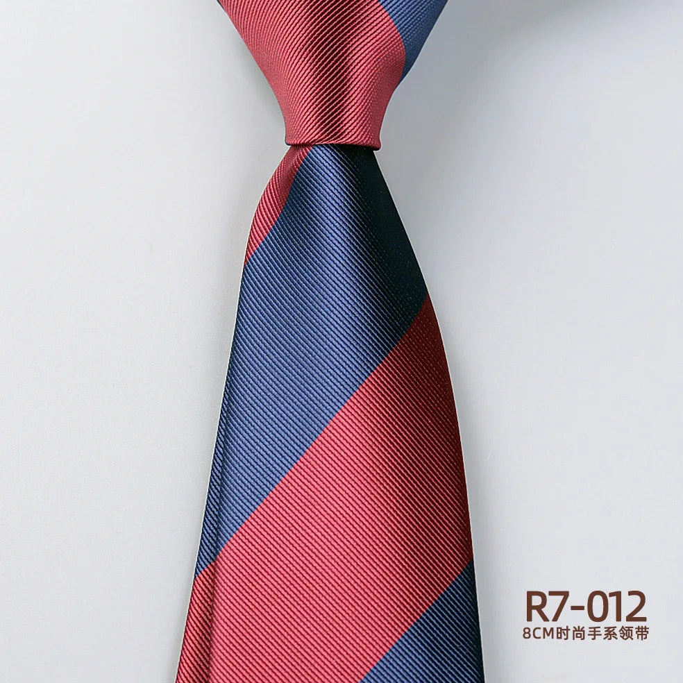 Men's Fashion Silk Tie 8cm Striped Novelty Necktie Blue Green Orange Color Ties For Men Floral Party Ties Wedding Business Gift