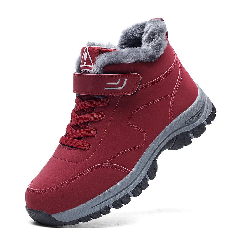 New Winter Boots for Men Waterproof PU Leather Warm Snow Ankle Boots Outdoor Warm plush Non-slip Work High-top Casual Shoes