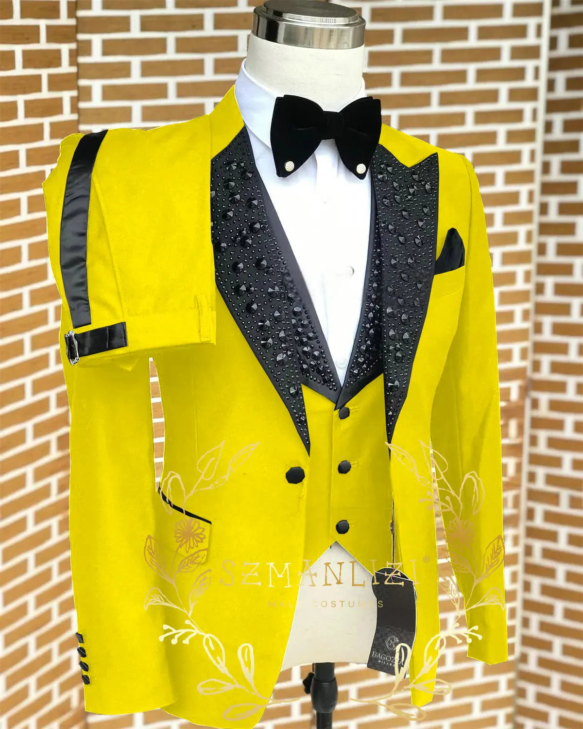 Black Men Suits Luxury Stone Crystal Tuxedos Bespoke Groom Wear 3 Pieces Business Male Prom Blazers Slim Fit Custome Homme