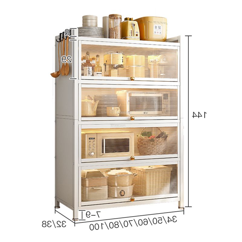 Modern Carbon Steel Kitchen Cabinets Home Kitchen Furniture Simple Tableware Storage Cabinet Multi-layer Shelf with Flip Door