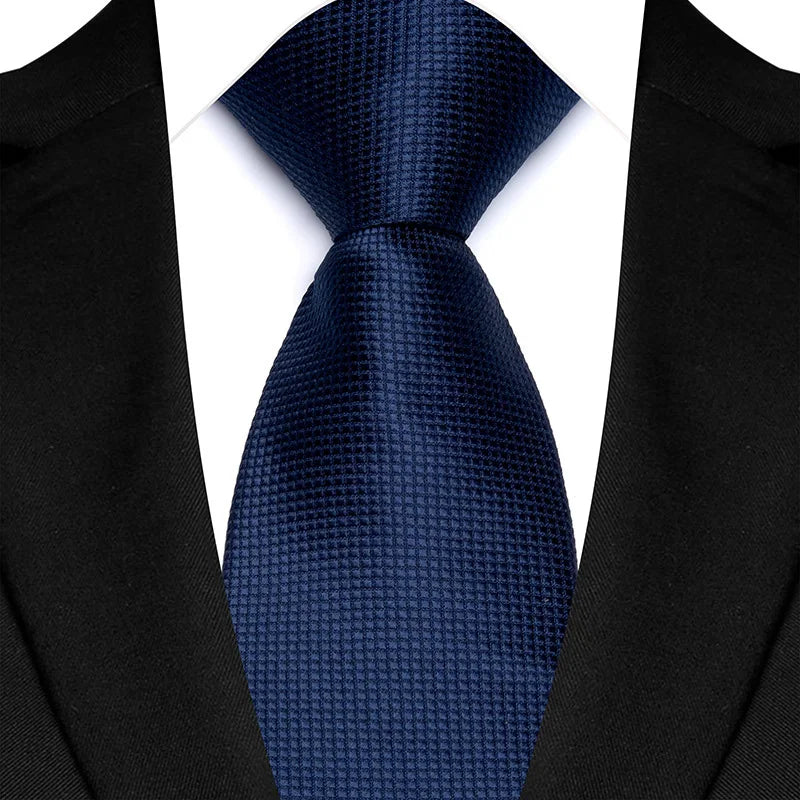 Luxury Men's Necktie 8cm Navy Blue Color Tie Jacquard Neck Ties for Man Business Wedding Party Gift