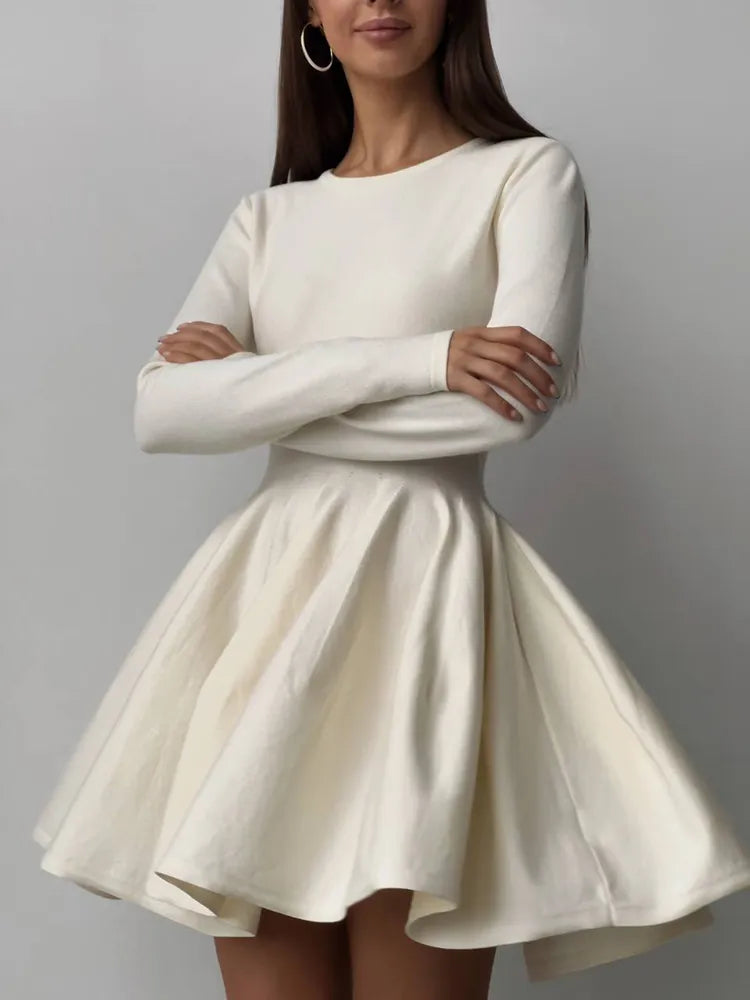 Hirsionsan Elegant Long Sleeve Mini Dress Sweater Women Winter O Neck   Mega Mart Center
