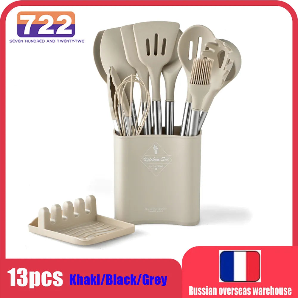 Silicone Kitchen Cookware Kitchenware Non-stick Cookware Cake BBQ Cooking Spatula Ladle Egg Beaters Kitchen Accessories Tool Set
