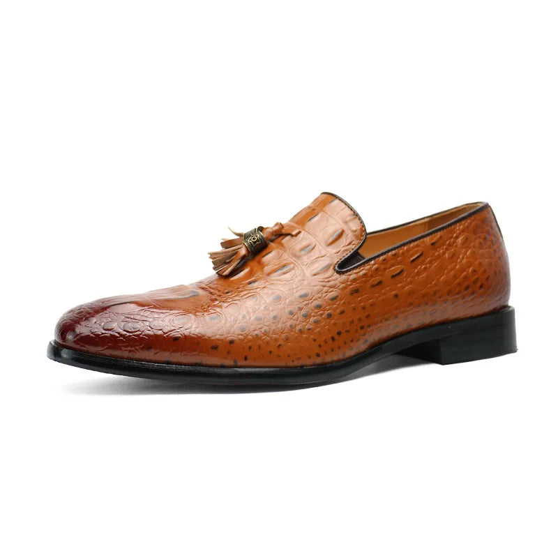 Men's Formal Leather Shoes Round -headed Tassel Genuine Leather Men's Shoes Comfortable Handmade Loafer Shoes Men Wedding Shoes