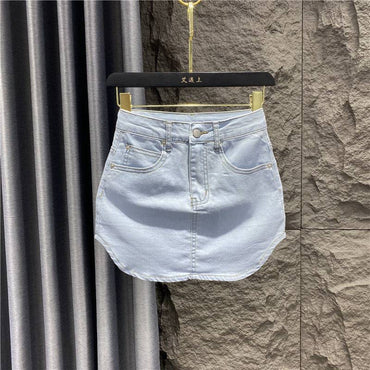 Slim-fit denim skirt women's summer 2022 new Korean high waist thin wide leg shorts skirt harajuku jean skirt clothes