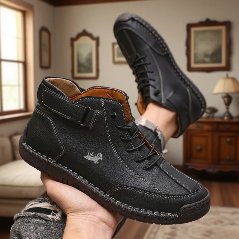 Women's Handmade Leather Casual Shoe Fashion Ankle Boots Business Outdoor Shoes Soft Homme Classic Ankle Non-slip Flats Moccasin