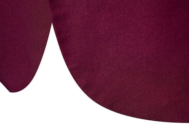 Metal-printed Men's Long-sleeved Suit Jacket, White V-neck Blazers, Wine Red Wedding Party Performance Coat.European Sizes M-3XL