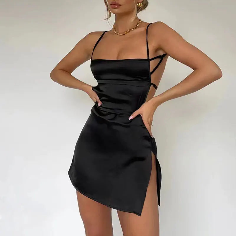 Punk Summer Spaghetti Strap Mini Dress Women Sexy Slit Bodycon Club Pa Mega Mart Center Punk Summer Spaghetti Strap Mini Dress Women Sexy Slit Bodycon Club Pa Mega Mart Center