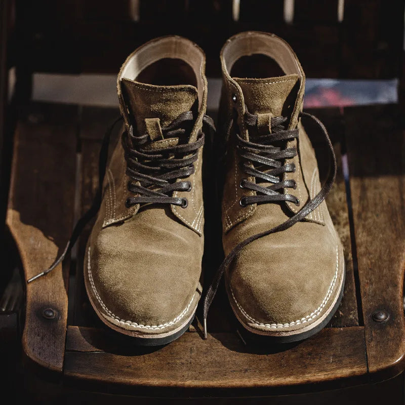 Men's Work Boots Spring American Style High Top Desert Boots Vintage Military Boots Mid Top Motorcycle Ankle Boots