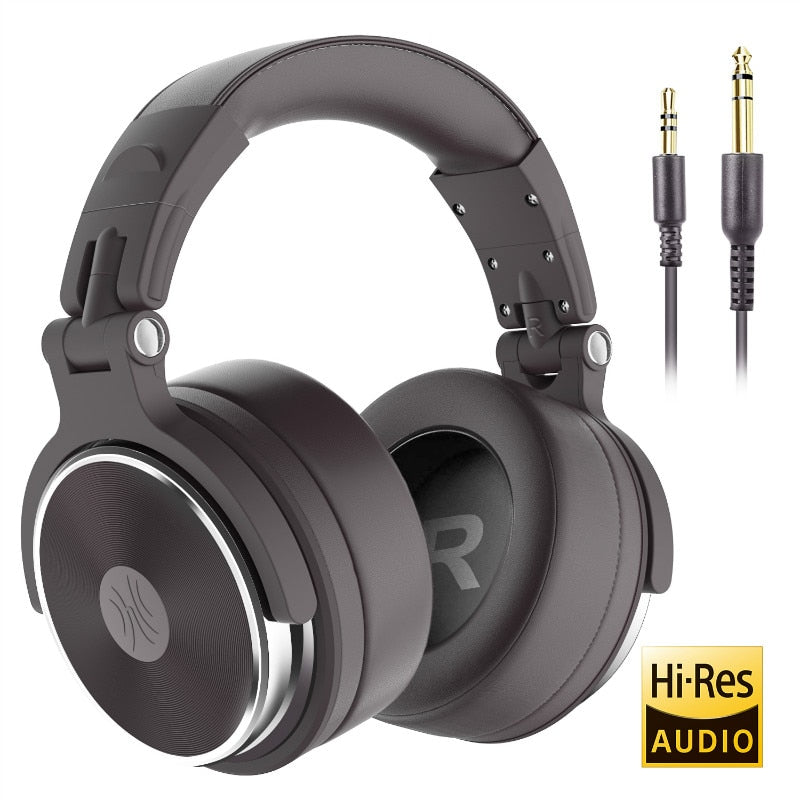 Oneodio Studio DJ Headphones With Microphone Stereo Deep Bass Over Ear Headphone With 3.5/6.3mm Jack for Monitoring Recording