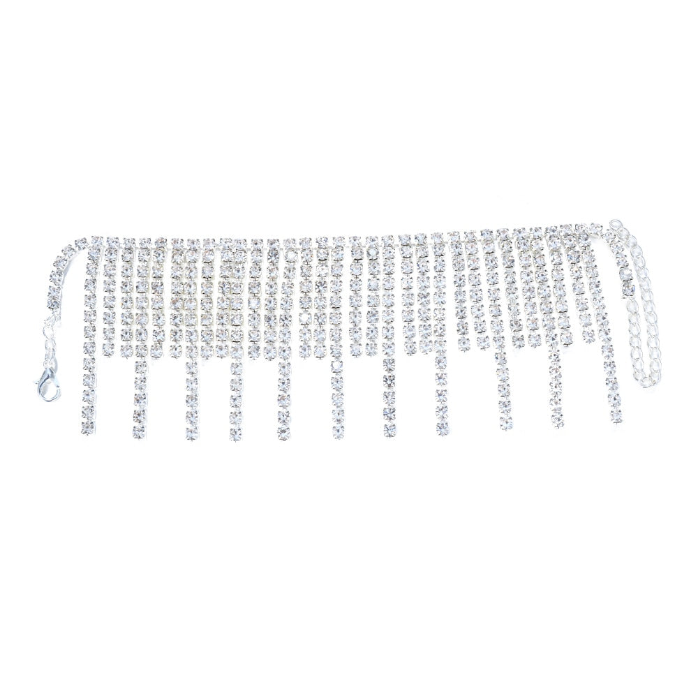 1PC Stonefans Full Rhinestone Tassel Adjustable Ankles Foot Chain Jewelry for Women Crystal Anklets