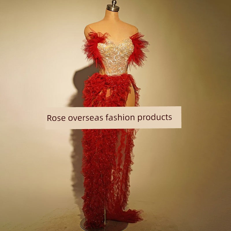 Summer New Performance Dress Nightclub Club Temperament Slim dress Music Festival Model Catwalk Banquet Party Watch