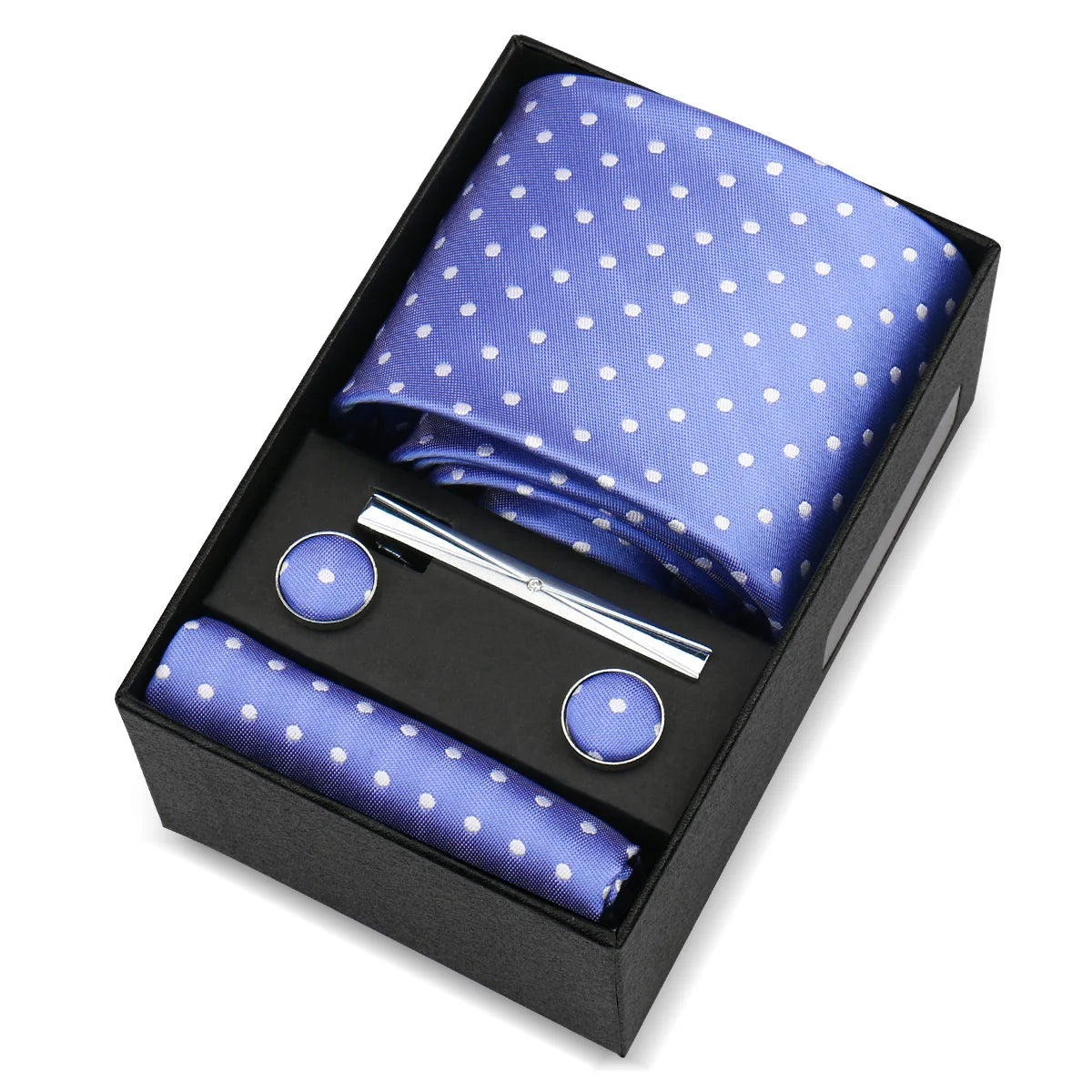 Luxury 8cm Tie For Men Handkerchief Cufflink Tie Clip Set Man Wedding Gravata Suit Accessories Brand Business Necktie Box Gift