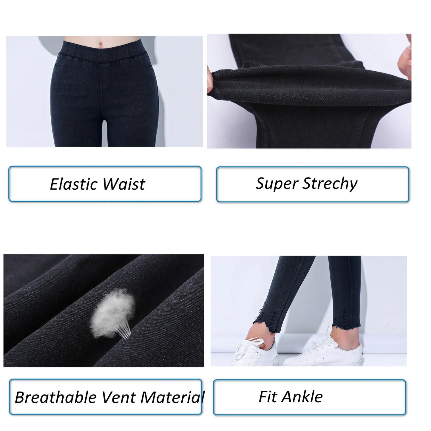 Womens Ripped Jeans stretch XXS 3XL  Super Elastic Romper Skinny Fit  Korea Japanese  Leggings Jeans Distressed ouc2603
