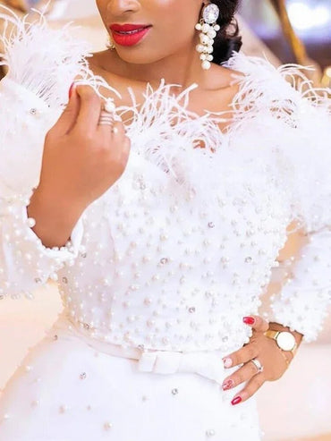 African Dresses for Women 2023 Spring and Autumn African Women Long Sleeve White Plus Size Long Dress African Clothes