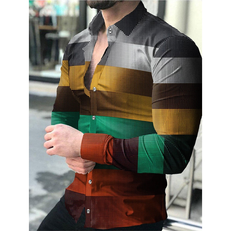 Fashion Luxury Shirts For Men Oversized Casual Shirt Polka Dot Print Long Sleeve Tops Men's Clothing Club Party Cardigan Blouses
