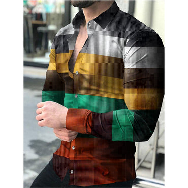 Fashion Luxury Shirts For Men Oversized Casual Shirt Polka Dot Print Long Sleeve Tops Men's Clothing Club Party Cardigan Blouses