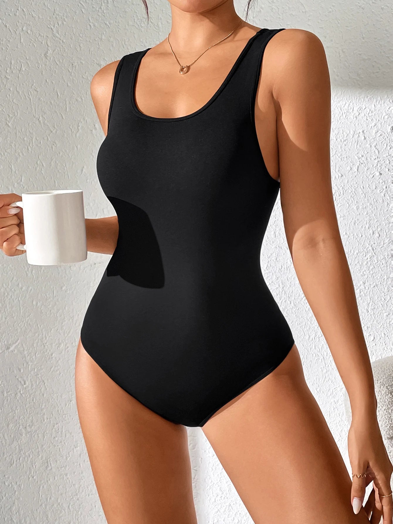 Womens Bodysuit Crew Neck Sexy Knitted Stretch Shirts Bodysuits Sleeveless Tank Tops Bodysuit Jumpsuit Slim