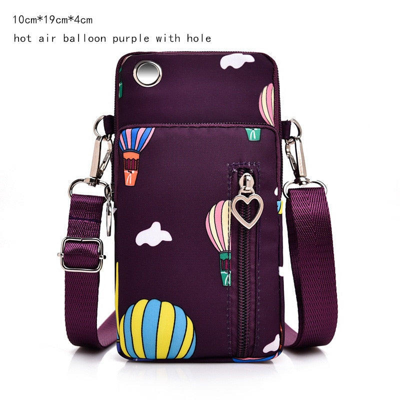 Women's Mini Shoulder Bag Oxford Waterproof Handbag Wrist Pouch Wallet Sports Cell Mobile Phone Bag Crossbody Bags for Girls