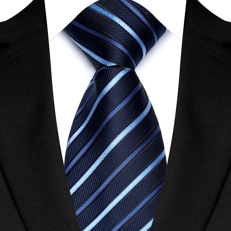 Luxury Men's Necktie 8cm Navy Blue Color Tie Jacquard Neck Ties for Man Business Wedding Party Gift