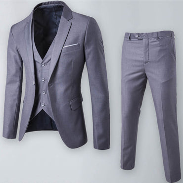 Luxury 2 piece men's wedding suit fashion men's slim solid color business office suit sets large size men Blazer+ pants
