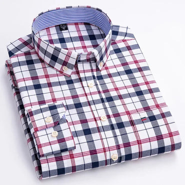 New in shirt Plus size 7xl 100%cotton Oxford long-sleeve shirts for man slim fit formal plain shirt plaid office elegant clothes