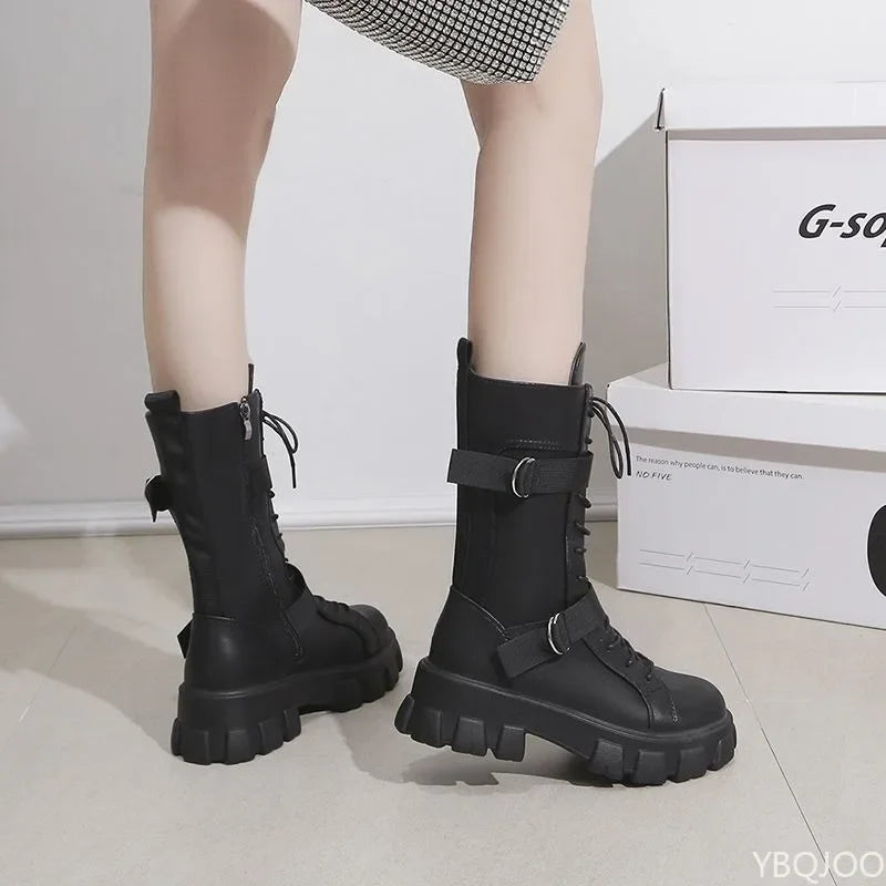 Elegant minimalist Women's Boots women shoes Fashionable versatile new spring Autumn New comfortable Thick-heeled Shoes