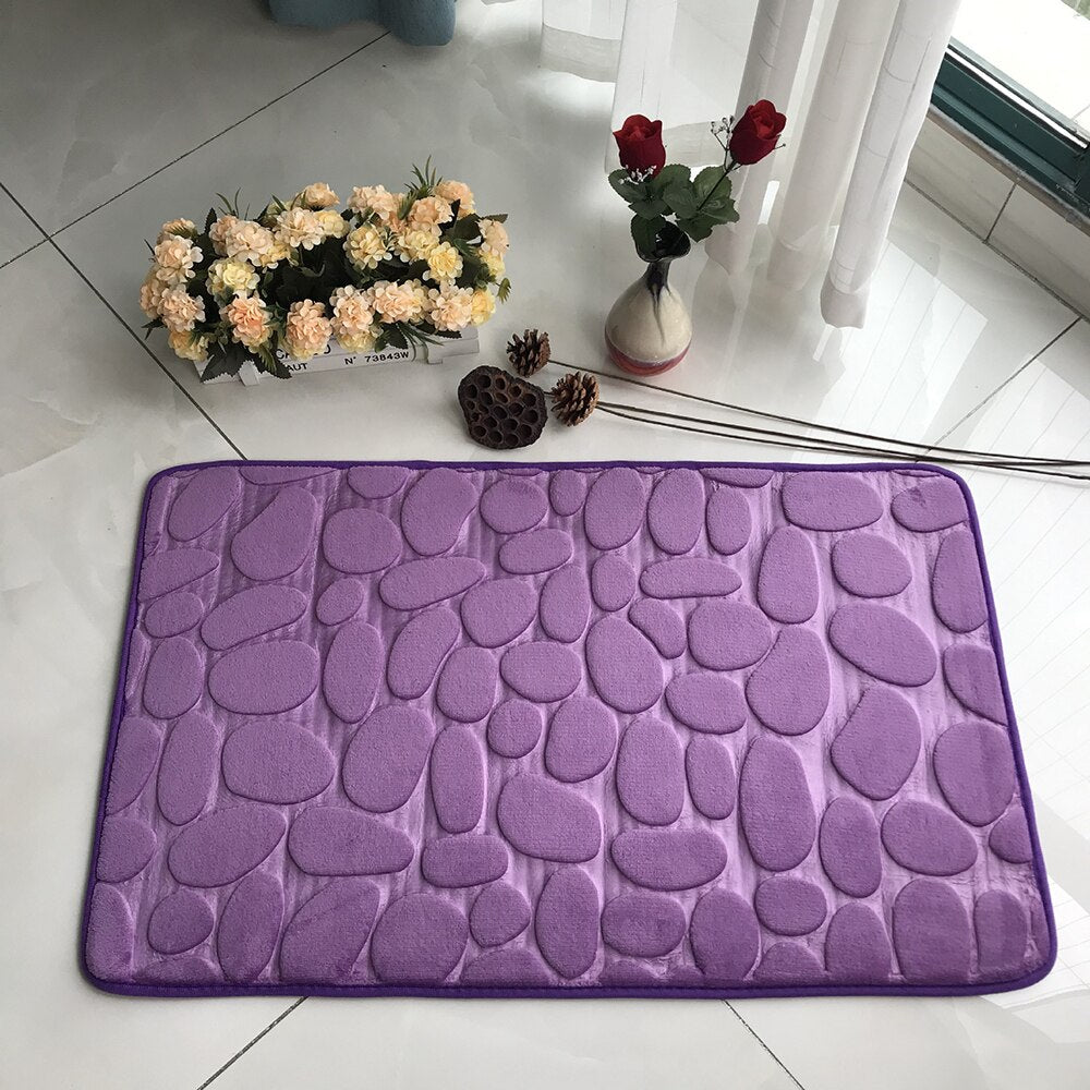 Bathroom Mat Absorbent Bath Carpet Non-slip Pebble Carpets Memory Foam Washable Rug Toilet Floor Mat Shower Carpets Set