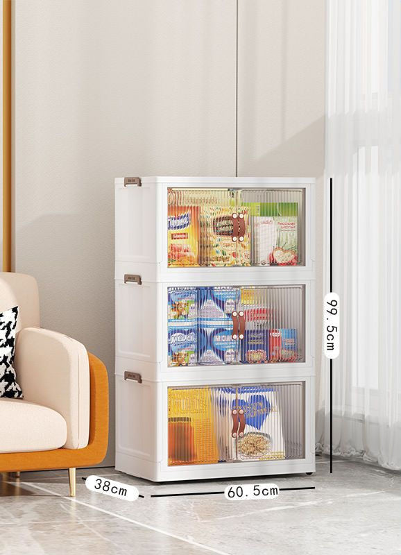 Large Capacity Stackable Storage Bins Double Door Open Save A Space Travel Organizer with Wheels Folding Wardrobe Containers