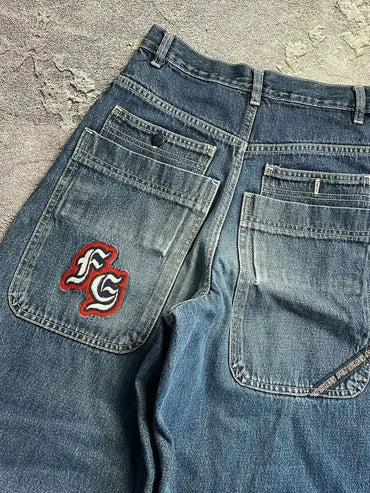 Y2k 2000s Clothes Baggy Jeans For Men And Women Clothing Harajuku Fashion Retro Hip Hop Embroidery Trousers Woman Streetwear