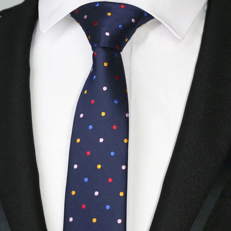 New Slim Narrow Skinny 6CM Mens Necktie Neck Ties For Man Plaids Polka Dot Striped Jacquard Cravat Business Party Corbatas