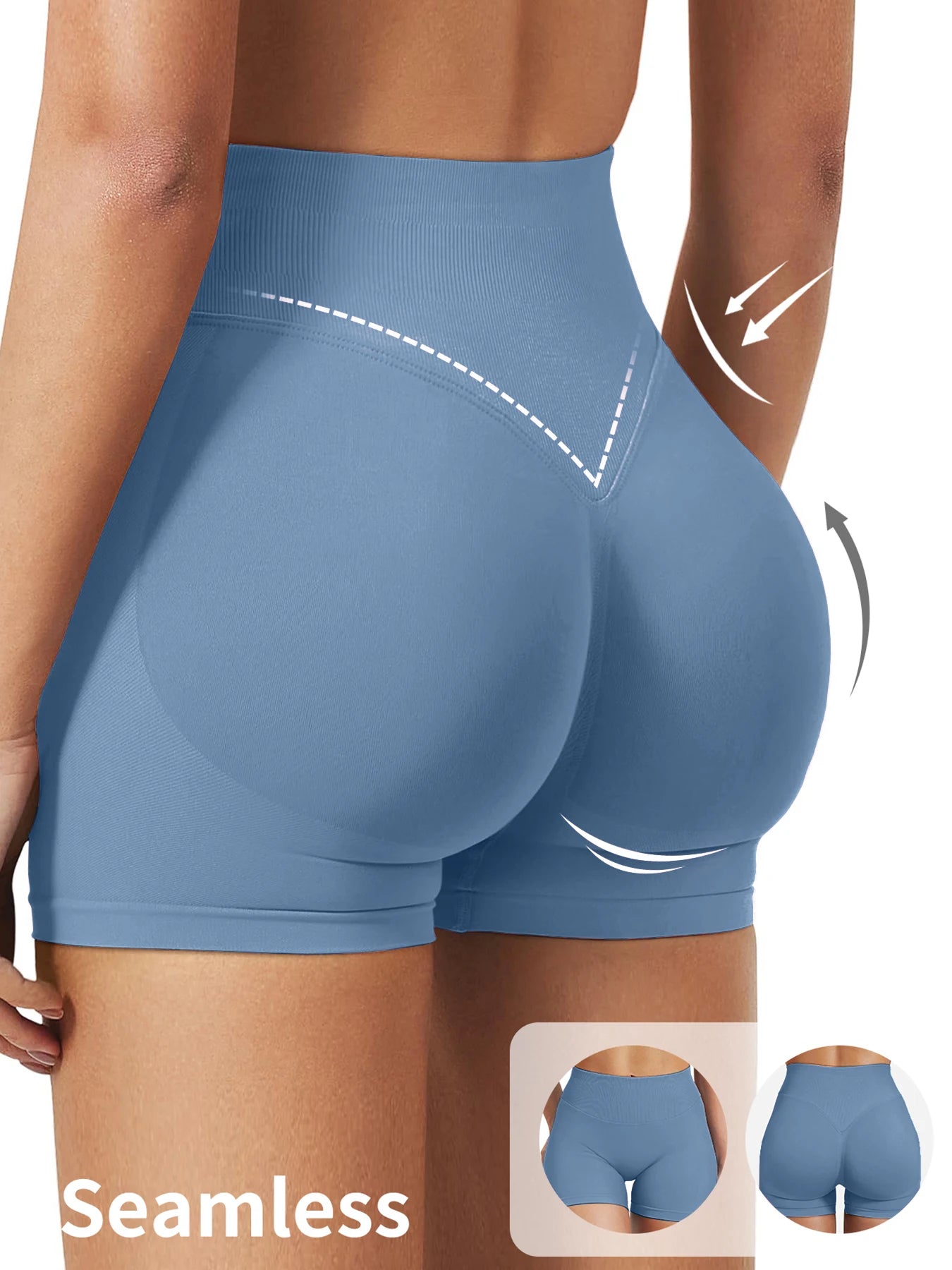 High stretch hip lifting fitness yoga shorts with peach hips and no awkward lines, Pilates medium intensity training shorts