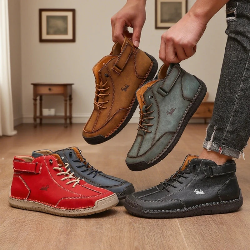 Women's Handmade Leather Casual Shoe Fashion Ankle Boots Business Outdoor Shoes Soft Homme Classic Ankle Non-slip Flats Moccasin