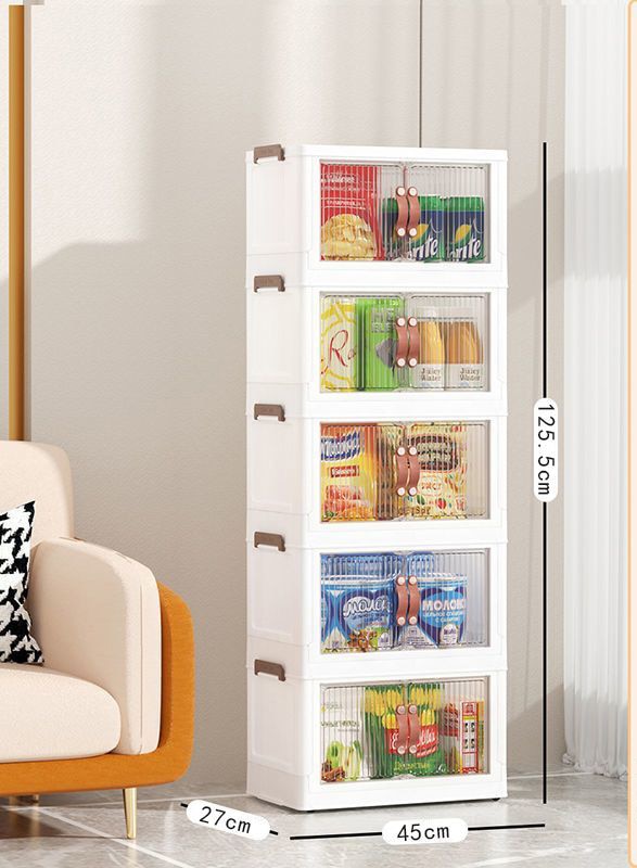 Large Capacity Stackable Storage Bins Double Door Open Save A Space Travel Organizer with Wheels Folding Wardrobe Containers