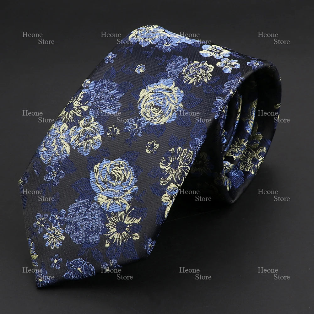 Novelty Men's Tie Floral Rose Constellation Designed Wave Lines Pattern Red Blue Green Neckties Fit Party Dinner Wedding Cravat