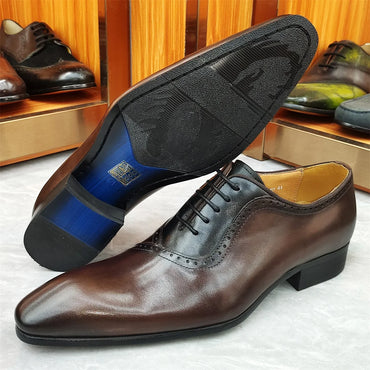 Luxury Men's Oxford Leather Dress Shoes Lace-Up Casual Business Fashion Carved Shoes for Wedding Party Office Higher Quality
